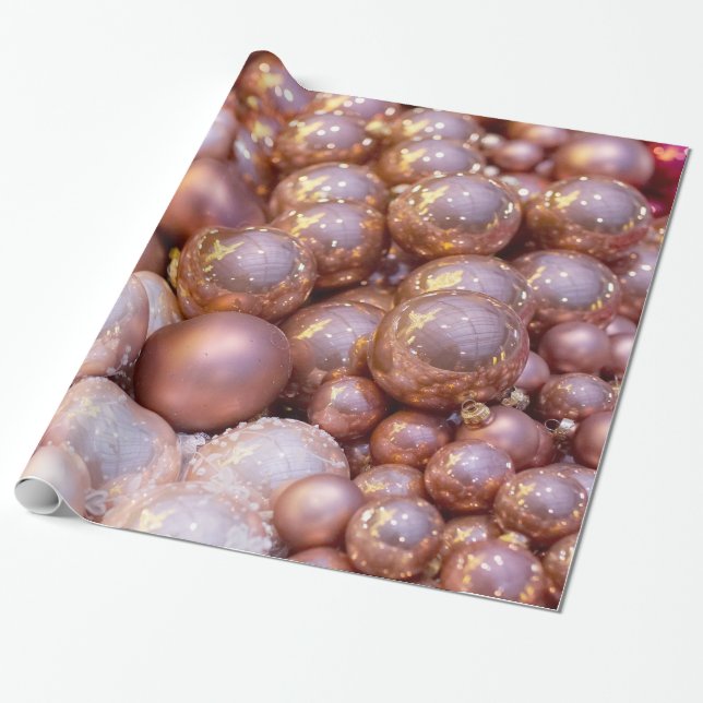 Rose Gold Weihnachtsschmuck Geschenkpapier (Ungerollt)