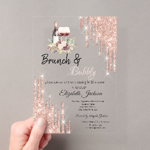 Rose Gold Wein Tropft Wein Trauben Brautparty Acryleinladungen
