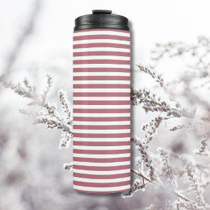 Rose Gold Weiß Einfache Horizale Streifen Thermosbecher