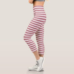 Rose Gold Weiß, leicht horizontal gestreift Capri Leggings<br><div class="desc">Trendy Rose Gold und Weiß,  einfach,  horizontal gestreift</div>