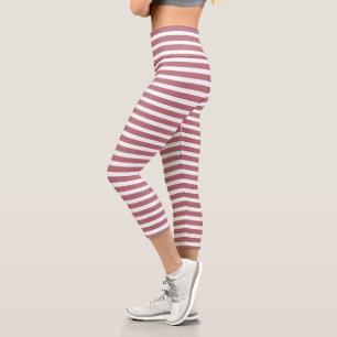 Rose Gold Weiß, leicht horizontal gestreift Capri Leggings