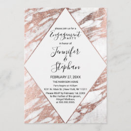 Rose Gold Weiß Moderne Marmorversion Verlobung Einladung