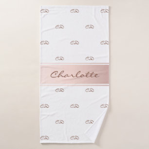 Rose gold weiß monogramm moderner eleganter Name Badehandtuch