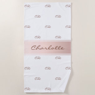Rose gold weiß monogramm moderner eleganter Name Strandtuch