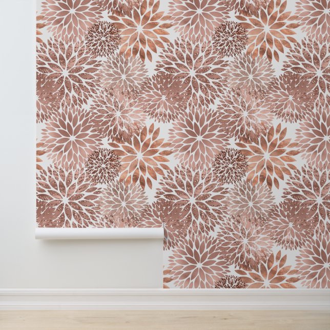 Rose Gold Weiße Blume Tapete (Anwendung)