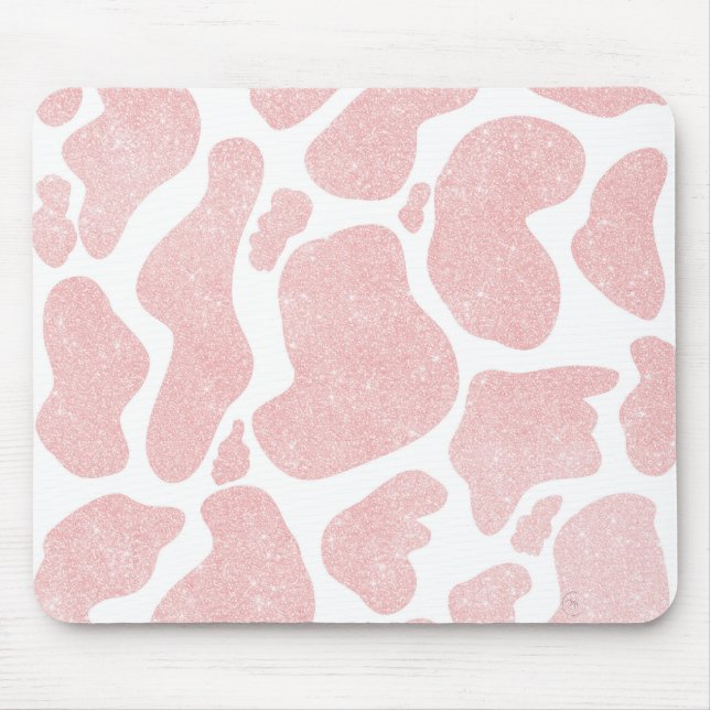 Rose Gold weiße große Kuh Spots Tierdruck Mousepad (Vorne)