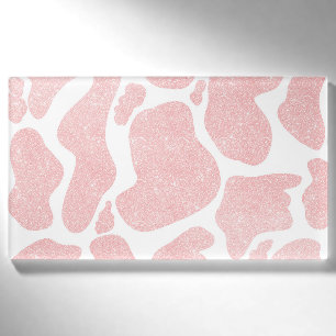 Rose Gold weiße große Kuh Spots Tierdruck Namenschild