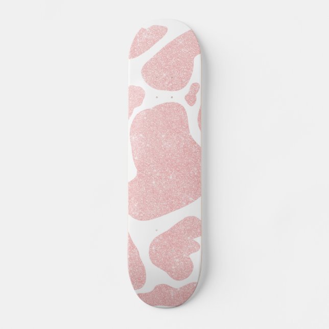 Rose Gold weiße große Kuh Spots Tierdruck Skateboard (Vorderseite)