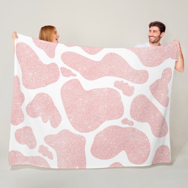 Rose Gold weiße große Kuh Spots Tiermuster Fleecedecke (Beispiel)