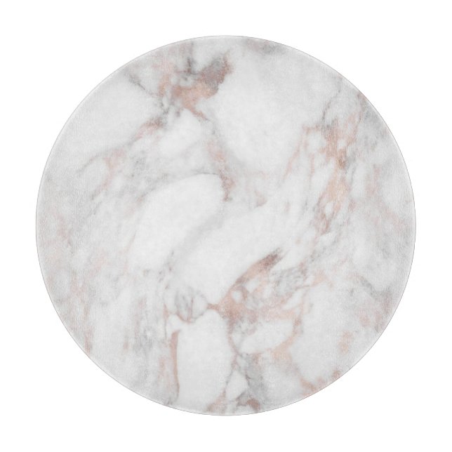 Rose Gold Weiße Marmorvorlage Trendy Elegant Schneidebrett (Vorderseite)