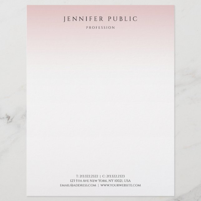 Rose Gold Weißer Hintergrund Elegante Moderne Briefbogen (Vorderseite)