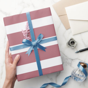 Rose Gold Weißer klassischer, horizontaler Streife Geschenkpapier