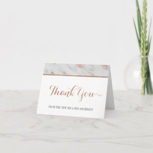 Rose Gold Weißer Marmor Custom Foto Danke Karte