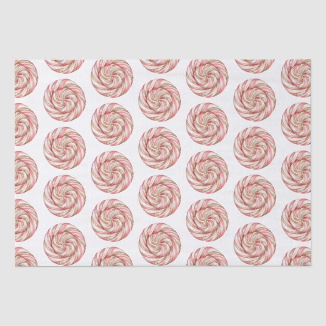 Rose Gold Weißer Pfefferminz Weihnachten Seidenpapier (Vorderseite)