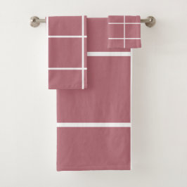 Rose Gold Weißes geometrisches Muster Badhandtuch Set
