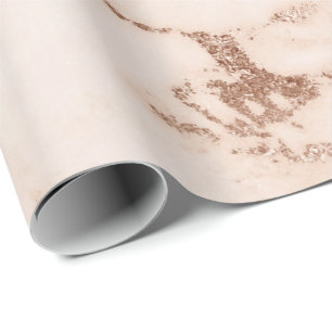 Rose Gold Weißes Korallenrot Carrara Marmorstein Geschenkpapier