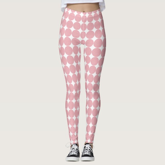 Rose Gold Weißes, modernes Design Elegante Vorlage Leggings (Vorderseite)