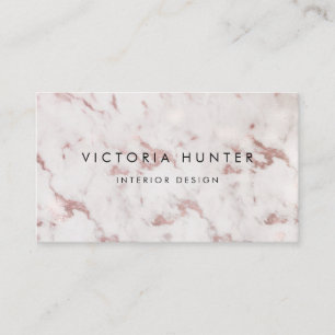 Rose Gold Weißmarmor Einfache Typografie Visitenkarte