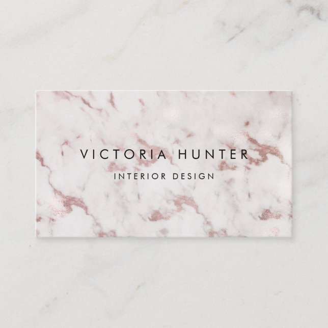 Rose Gold Weißmarmor Einfache Typografie Visitenkarte (Vorderseite)
