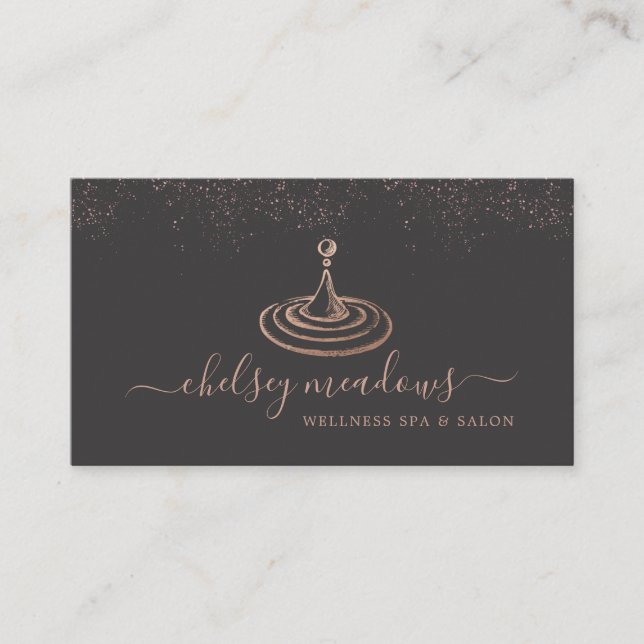 Rose Gold Wellness-Center Logo-Visitenkarte Visitenkarte (Vorderseite)