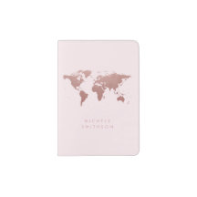 Rose Gold Weltkarte auf Rosa Elegant Minimalistisc