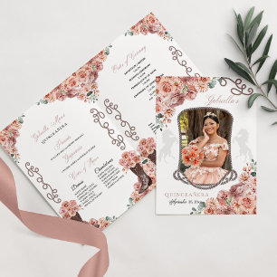 Rose Gold Western Charro Quinceañera Programme