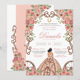 Rose Gold Western Charro Rustikales Rosa Quinceane Einladung