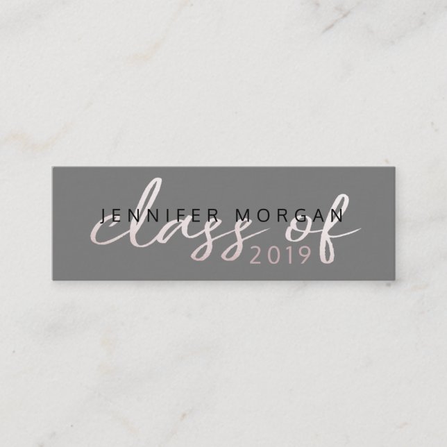 Rose Gold Whimsical Script | Abschluss Name Card Mini Visitenkarte (Vorderseite)