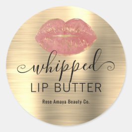 Rose Gold-Whip-Lippenbutter-Etikett Runder Aufkleber