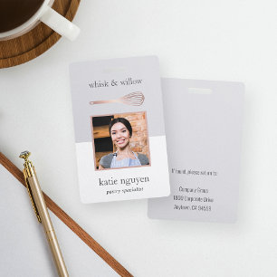 Rose Gold Whisk Bakery / Catering-Mitarbeiter-Foto Ausweis