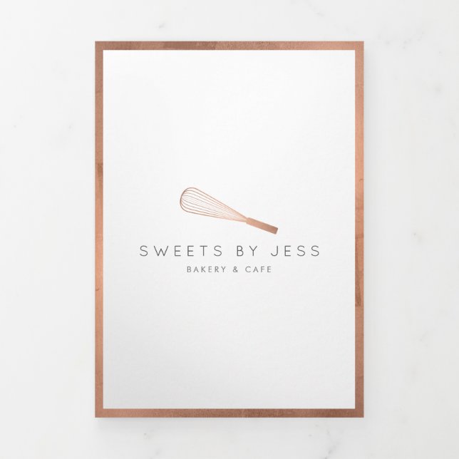 Rose Gold Whisk Bakery Menu de restauration Brochu (Page de couverture)