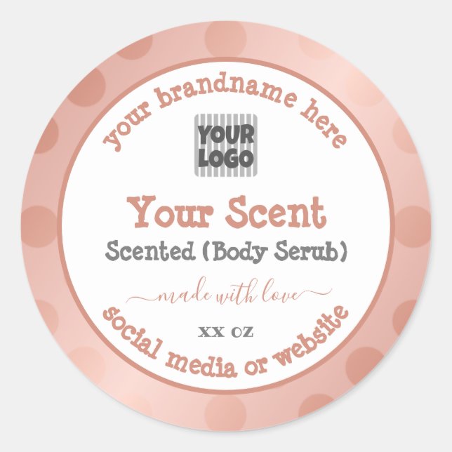 Rose Gold White avec logo Étiquettes d'emballage d (Devant)