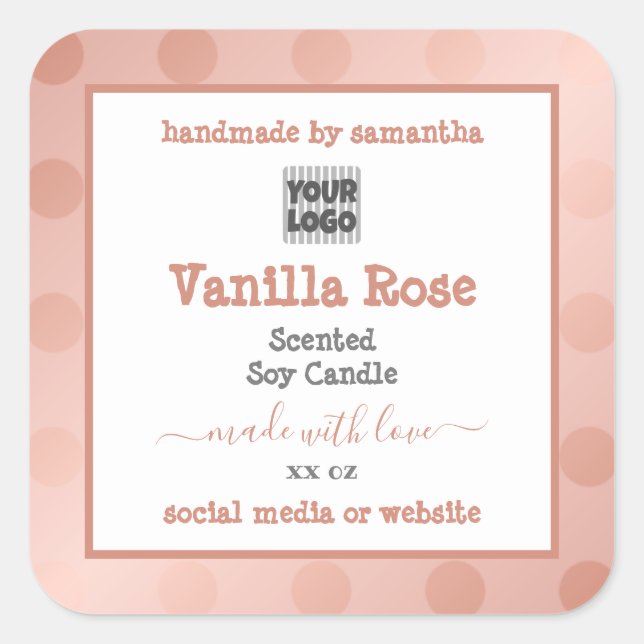 Rose Gold White avec logo Étiquettes d'emballage d (Devant)
