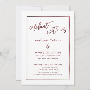 Rose Gold & White Celebrate mit US Typografie Einladung