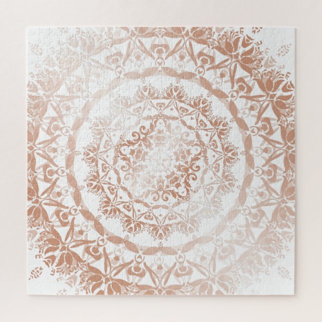 Rose Gold White Damask Mandala (Vertikal)