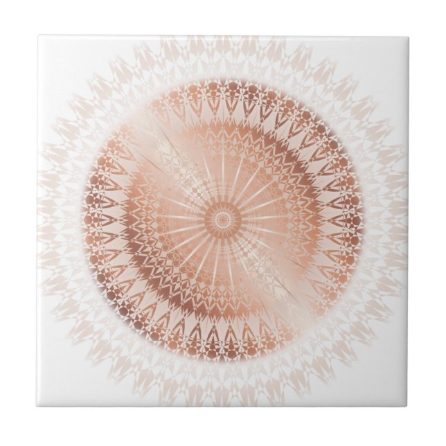 Rose Gold White Mandala Fliese (Vorderseite)