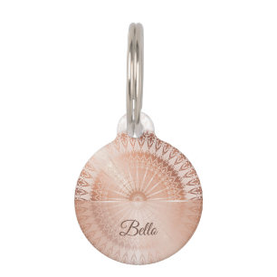 Rose Gold White Mandala Personalize Haustiermarke