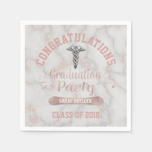 Rose Gold White Marble 2018 Nurse Graduation Party Serviette