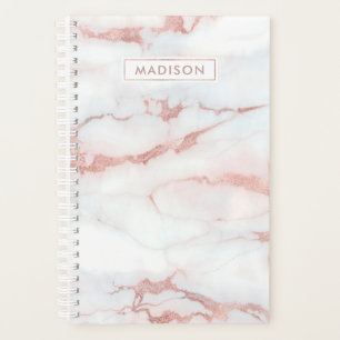 Rose Gold White Marmor Personalisierter Name Benut Planer