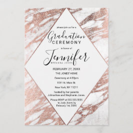 Rose Gold White Modern Marmor Abschluss Einladung