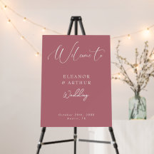 Rose Gold White Script Hochzeit Willkommenszeichen