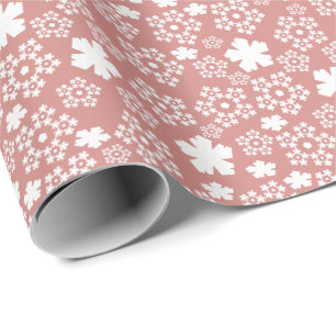 Rose Gold & White Star & Snowflake Muster Geschenkpapier