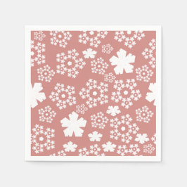Rose Gold & White Star & Snowflake Muster Serviette
