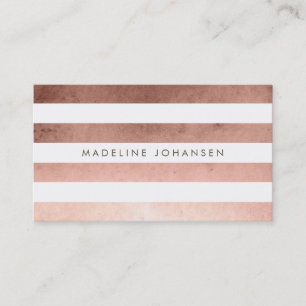 Rose Gold White Strips Frisur Stylist Business Car Visitenkarte