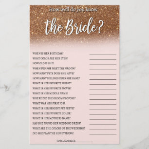 Rose Gold Wie gut kennst du die Braut Spiel Flyer