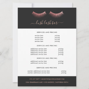 Rose Gold Wimpern Floral   Preisliste Flyer