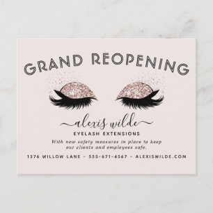 Rose Gold Wimpern Salon Wiedereröffnung Covid Postkarte