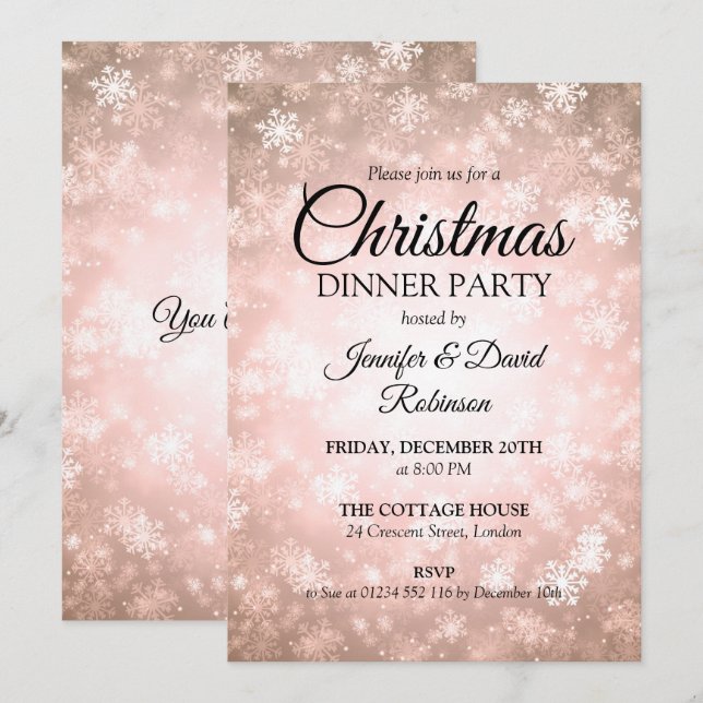 Rose Gold Winter Wonderland Einladung (Vorne/Hinten)
