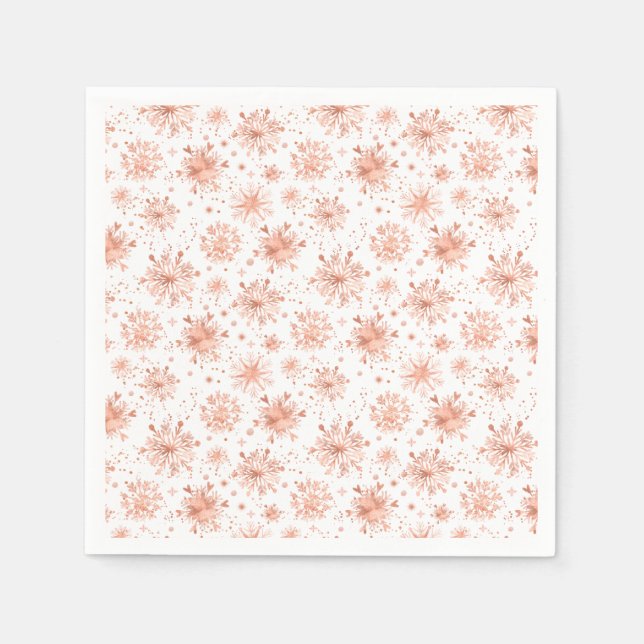 Rose Gold Winterschneeflocken Serviette (Vorderseite)