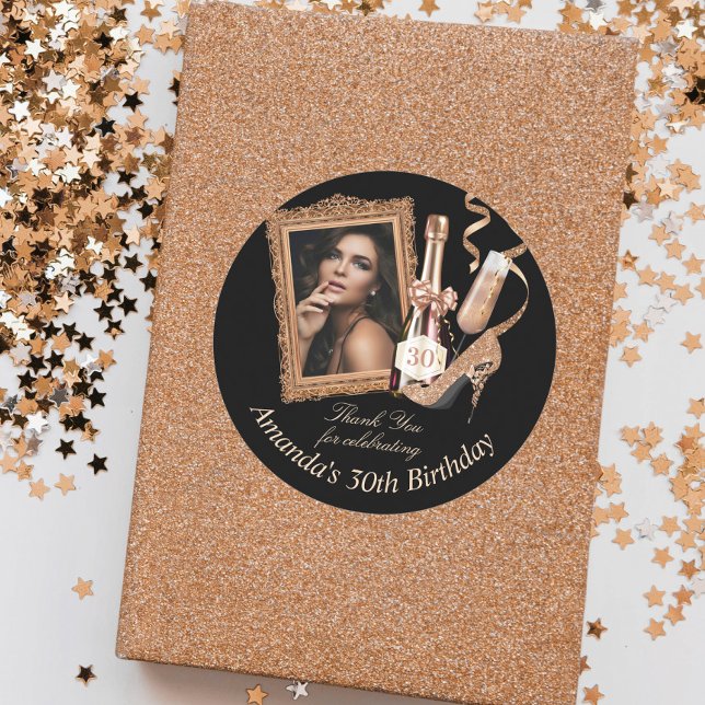 Rose Gold Womens Geburtstag Vielen Dank Runder Aufkleber (Von Creator hochgeladen)